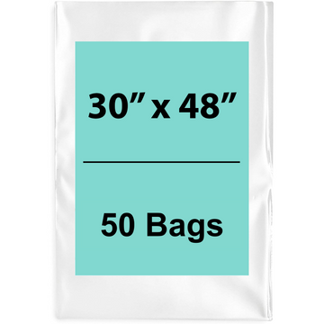 30X48 inches Clear Flat Poly Bags 1.5Mil Open Top (LDPE)